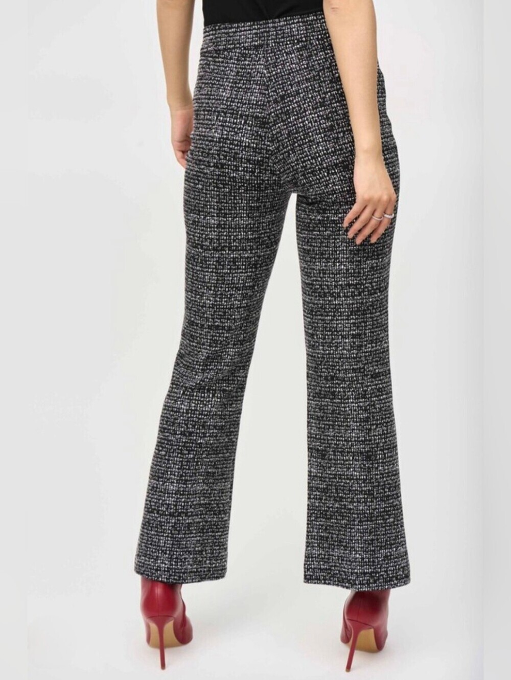 Joseph Ribkoff Tweed Knit Pants 8 Dark Academia Coquette Crop Wide Leg Trousers - Picture 2 of 16